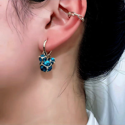 14K Gold-Plated Three Cat-Eye Ball Earrings