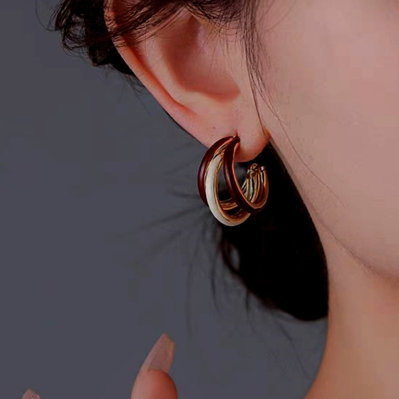 14K Gold-Plated Three Layer Earrings
