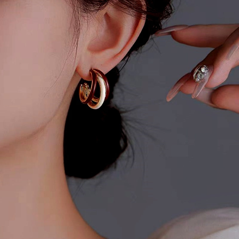 14K Gold-Plated Three Layer Earrings
