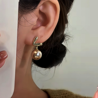 14K Gold-Plated Trendy Heart Pearl Earrings
