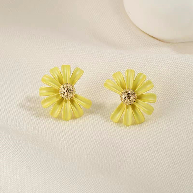14K Gold-Plated Yellow Daisy Stud Earrings