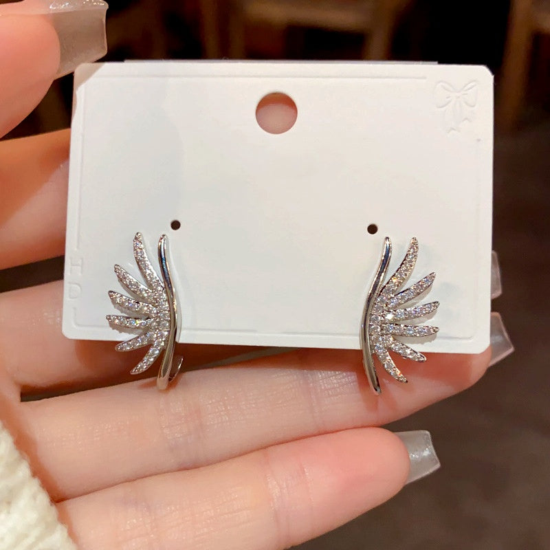 14K Gold-Plated Zircon Angel Wings Earrings