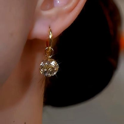 14K Gold-Plated Zircon Ball Earrings