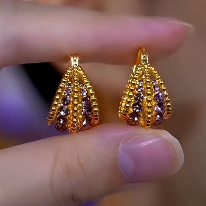 14K Gold-Plated Zircon Basket Earrings