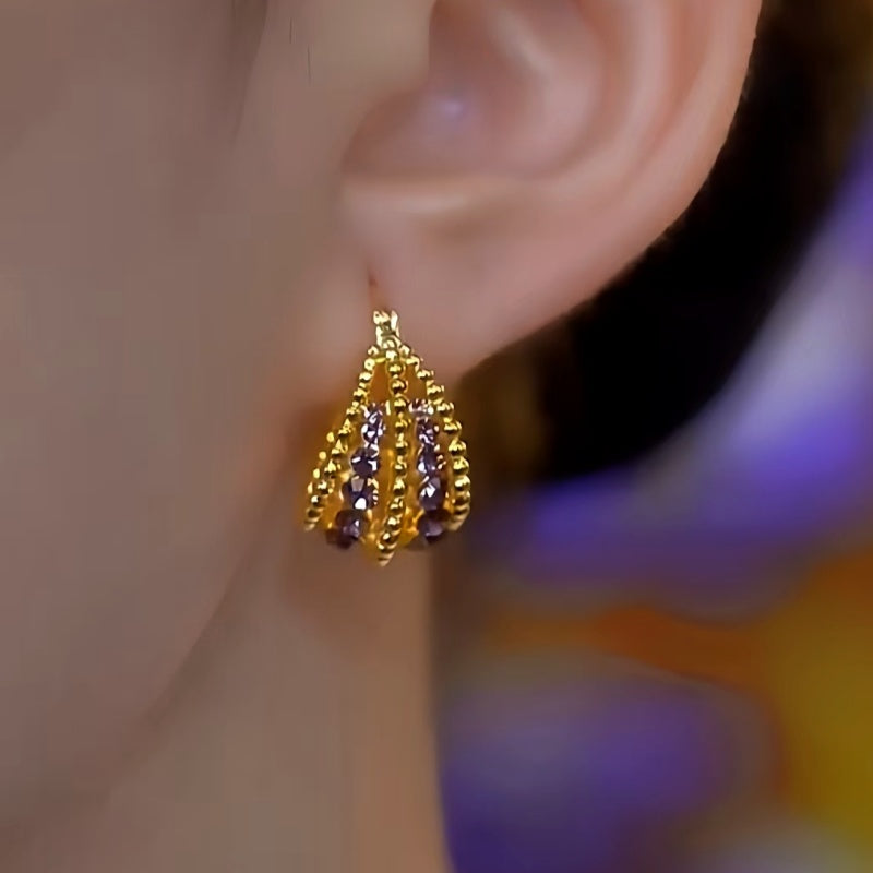 14K Gold-Plated Zircon Basket Earrings