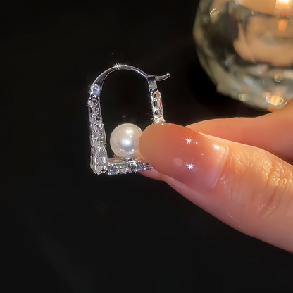 14K Gold-Plated Zircon Bead Handnbag Earrings