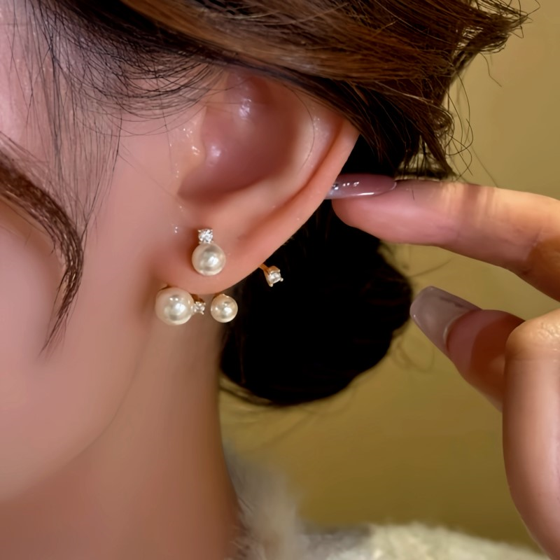 14K Gold-Plated Zircon Beads Earrings