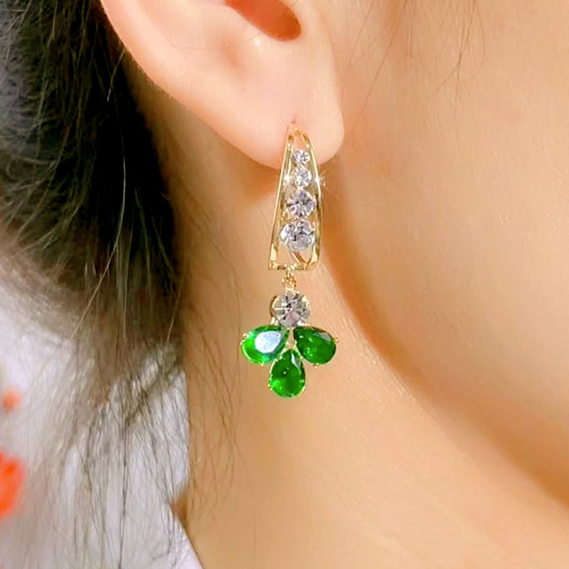 14K Gold-Plated Zircon C-Shaped Earrings
