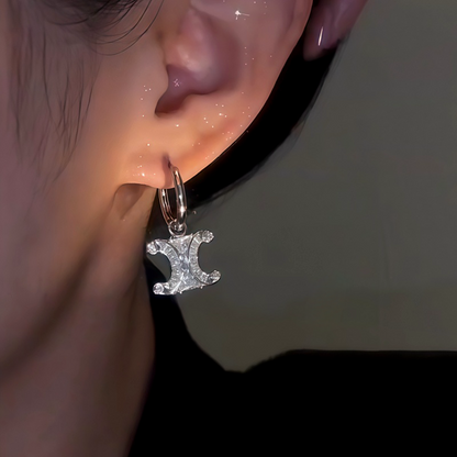 14K Gold-Plated Zircon C-Shaped Earrings