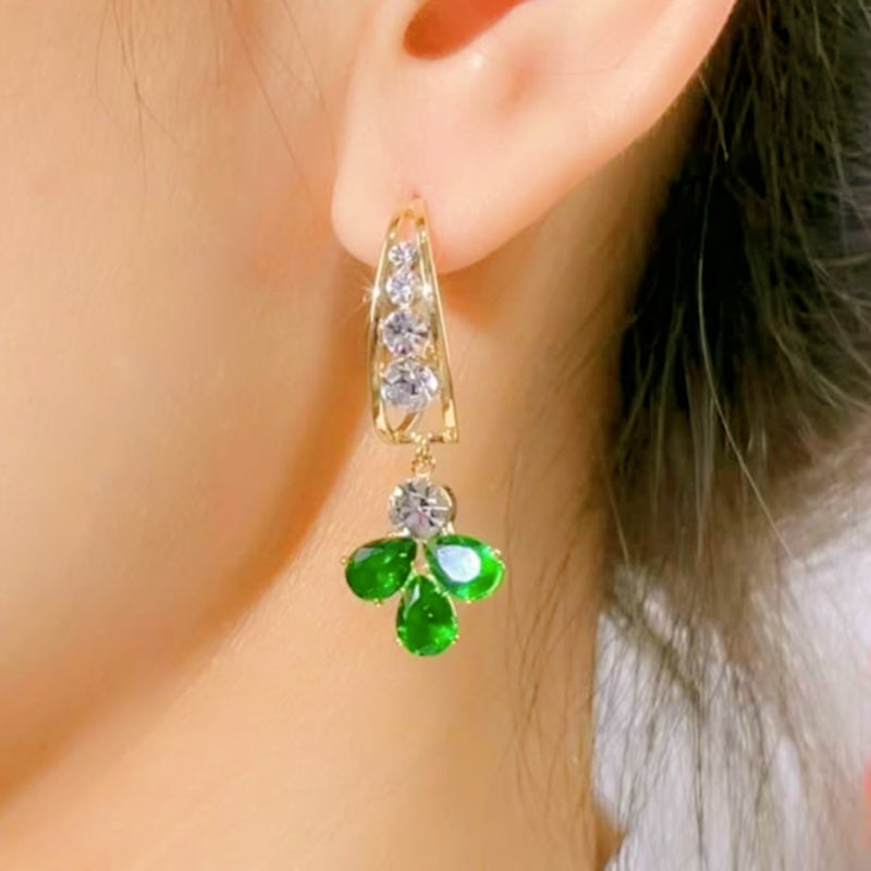 14K Gold-Plated Zircon C-Shaped Earrings