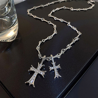 14K Gold-Plated Zircon Cross Pendant Necklace