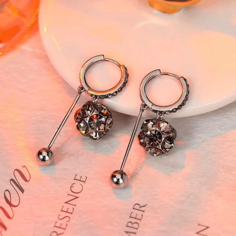 14K Gold-Plated Zircon Crystal Ball Earrings