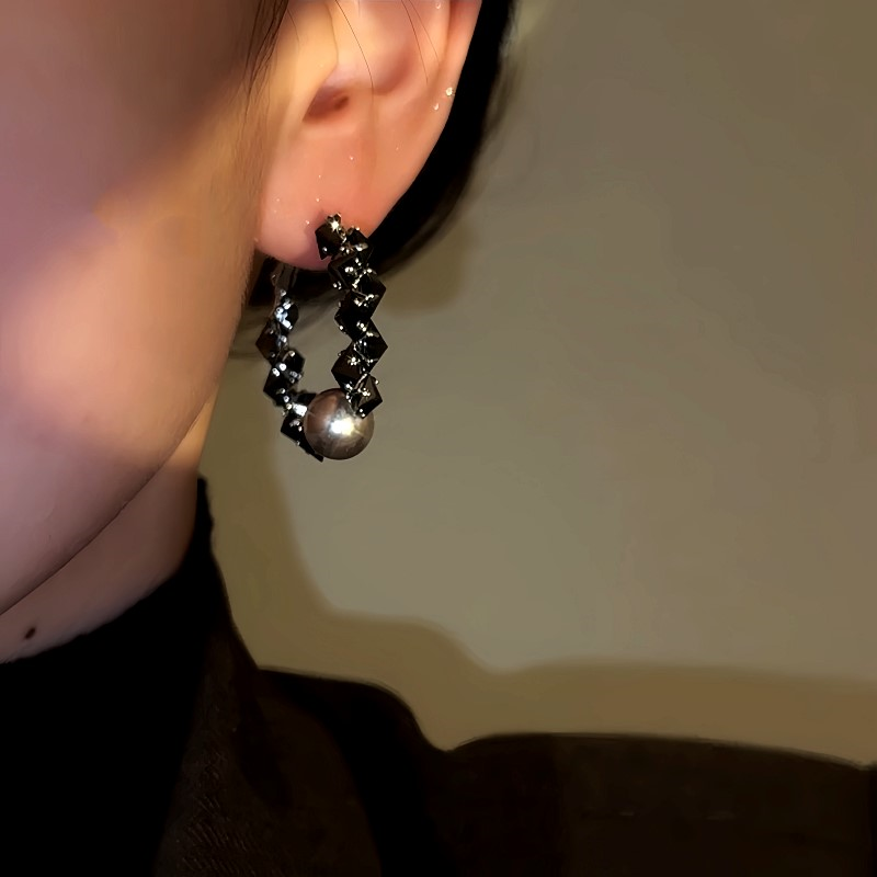 14K Gold-Plated Zircon Crystal Bead Earrings