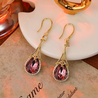 14K Gold-Plated Zircon Crystal Tassel Earrings