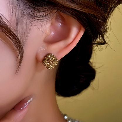 14K Gold-Plated Zircon Diamond Earrings
