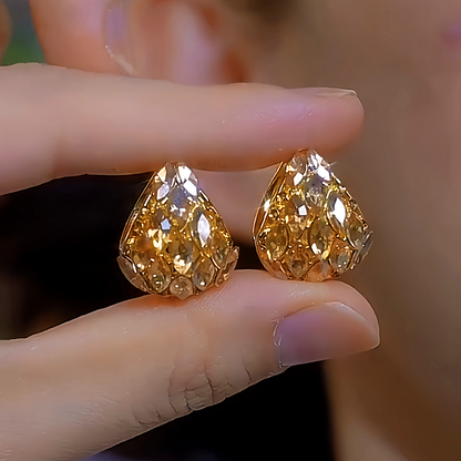 14K Gold-Plated Zircon Diamond Earrings