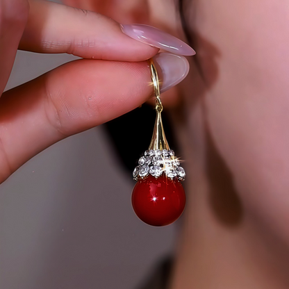 14K Gold-Plated Zircon Diamond Pearl Ear Hook Earrings