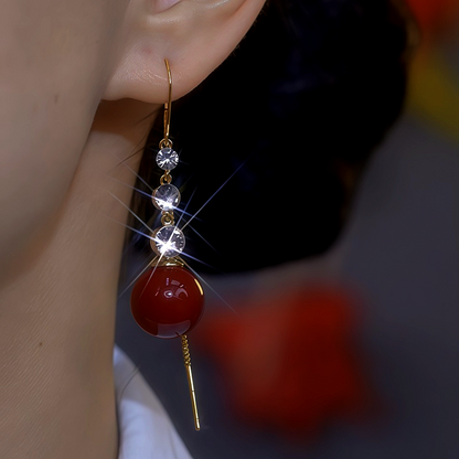 14K Gold-Plated Zircon Diamond Pearl Earrings