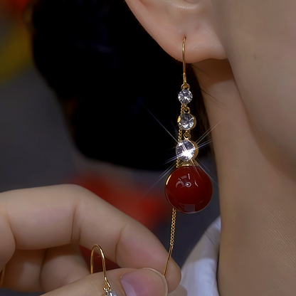 14K Gold-Plated Zircon Diamond Pearl Earrings