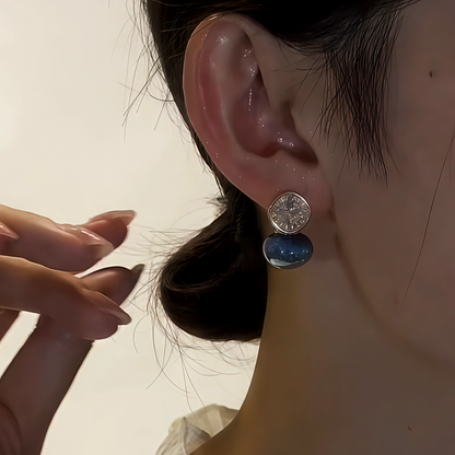 14K Gold-Plated Zircon Diamond Pearl Earrings