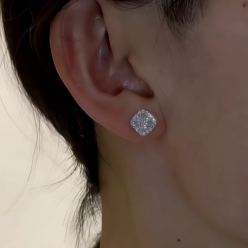 14K Gold-Plated Zircon Diamond Stud Earrings