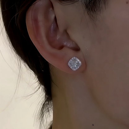 14K Gold-Plated Zircon Diamond Stud Earrings