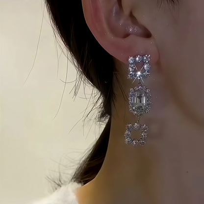 14K Gold-Plated Zircon Diamond Tassel Earrings