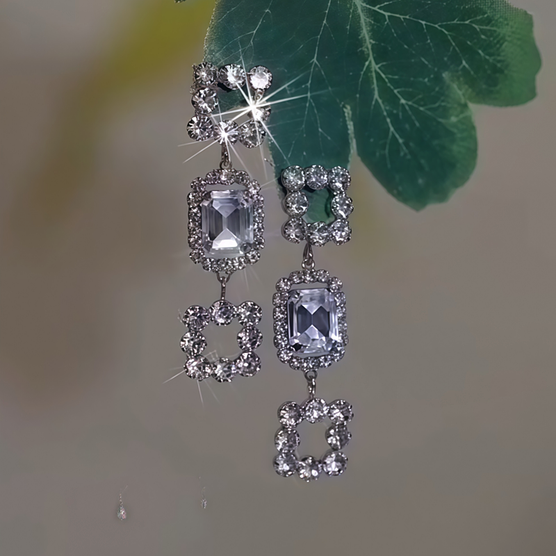 14K Gold-Plated Zircon Diamond Tassel Earrings