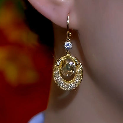 14K Gold-Plated Zircon Diamond Water Drop Earrings