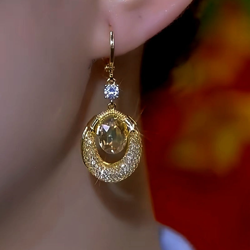 14K Gold-Plated Zircon Diamond Water Drop Earrings