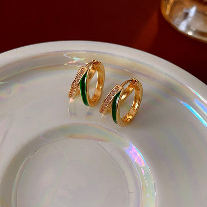 14K Gold-Plated Zircon Double-Layer Hoop Earrings
