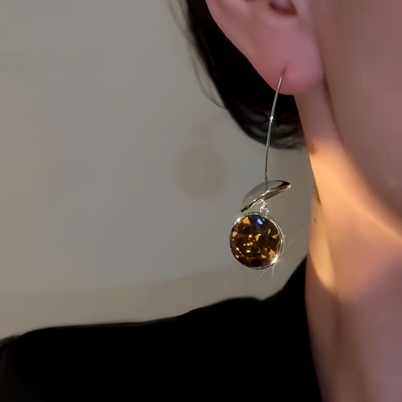 14K Gold-Plated Zircon Ear Hook Earrings