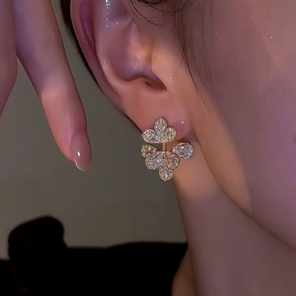14K Gold-Plated Zircon Flower Earrings