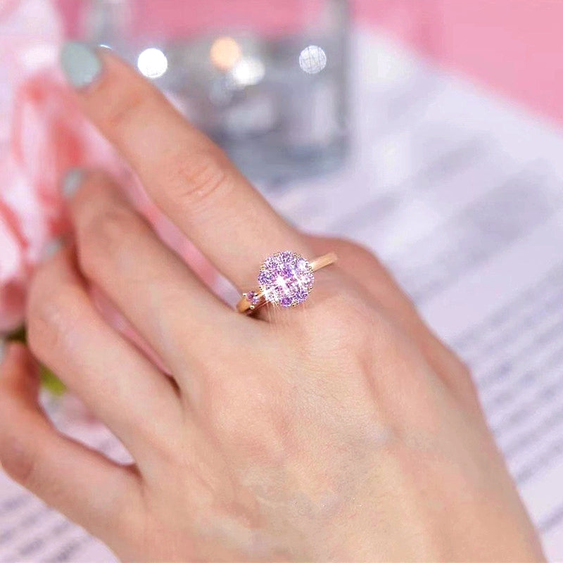 14K Gold-Plated Zircon Flower Rotatable Rings