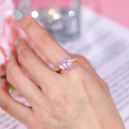 14K Gold-Plated Zircon Flower Rotatable Rings