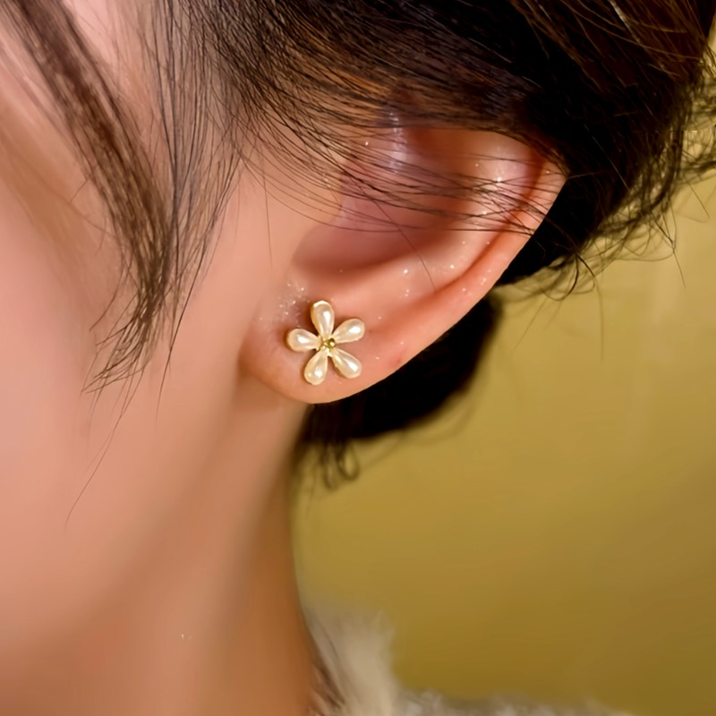 14K Gold-Plated Zircon Flower Tassel Earrings
