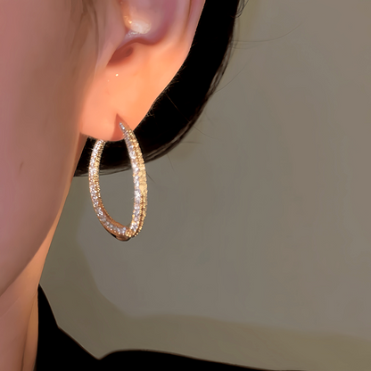 14K Gold-Plated Zircon Front And Back Hanging Earrings