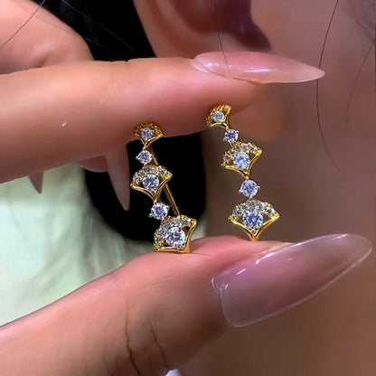 14K Gold-Plated Zircon Ginkgo Leaf Crawlers
