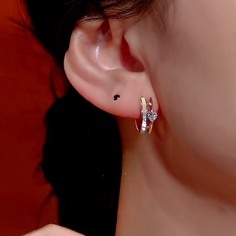 14K Gold-Plated Zircon Heart Hoop Earrings