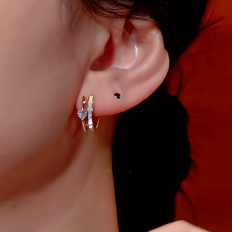 14K Gold-Plated Zircon Heart Hoop Earrings