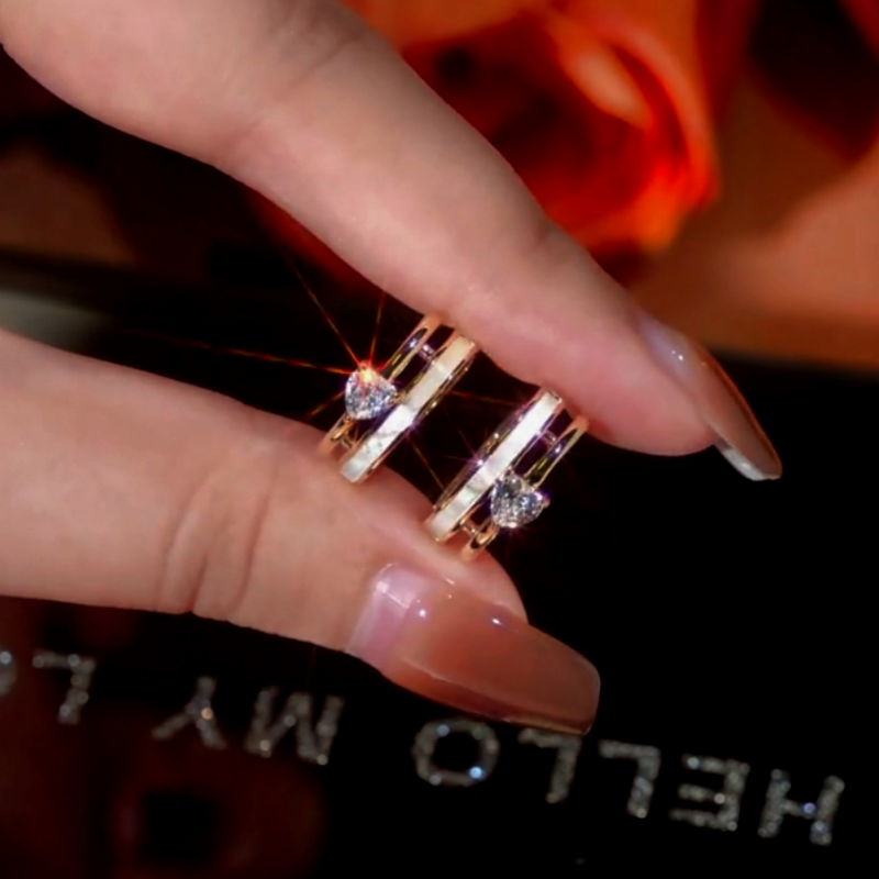 14K Gold-Plated Zircon Heart Hoop Earrings