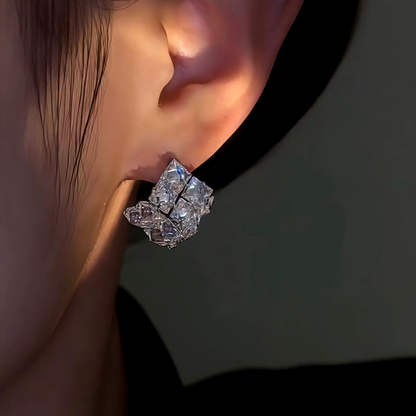 14K Gold-Plated Zircon Hollow Square Earrings