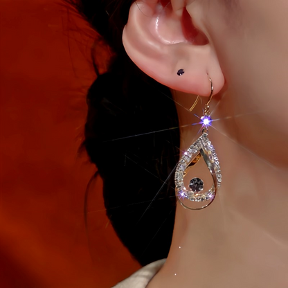 14K Gold-Plated Zircon Hollow Water Drop Ear Hook Earrings