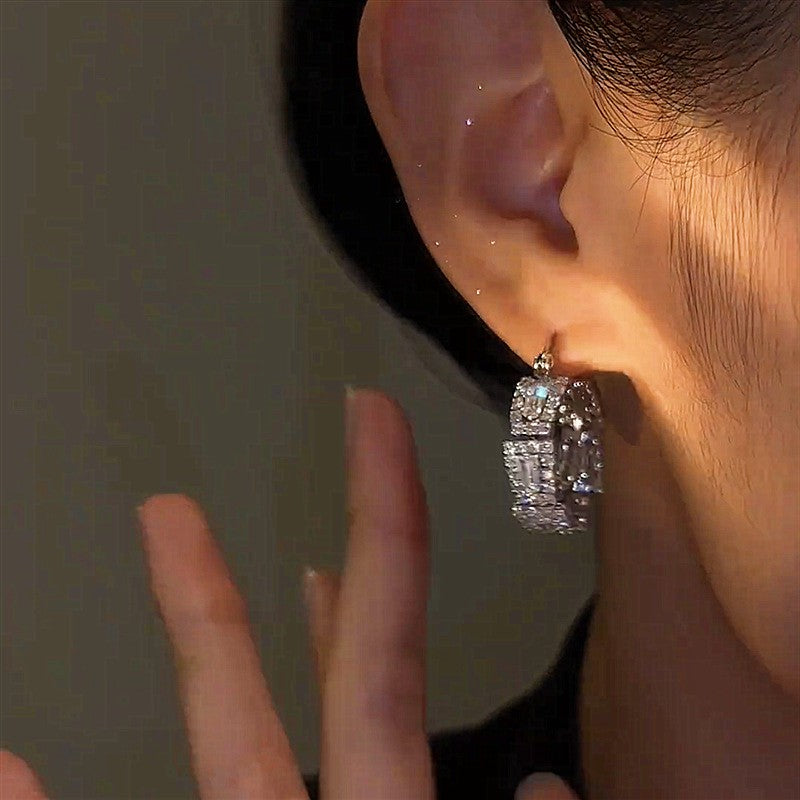 14K Gold-Plated Zircon Hoop Earrings