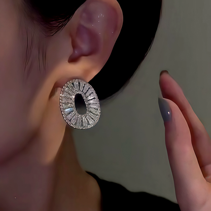 14K Gold-Plated Zircon Oval Earrings