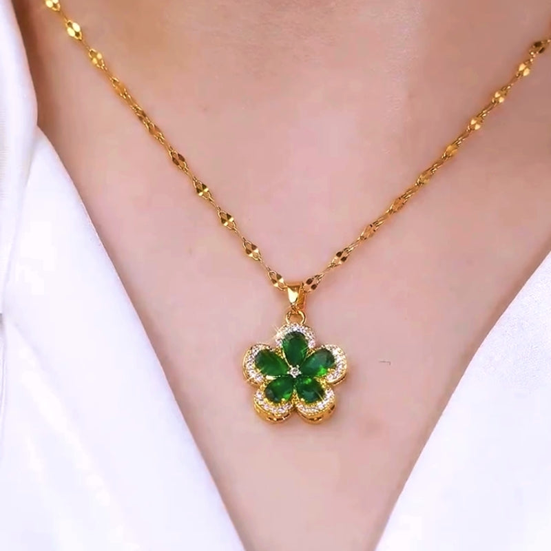 14K Gold-Plated Zircon Petal Flower Earrings