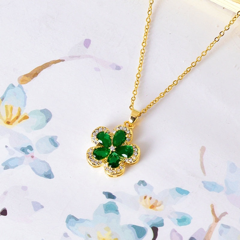 14K Gold-Plated Zircon Petal Flower Earrings