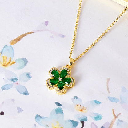 14K Gold-Plated Zircon Petal Flower Earrings