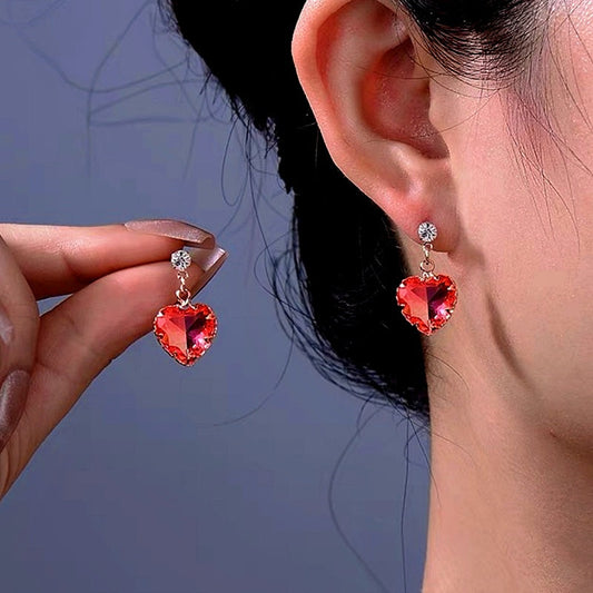 14K Gold-Plated Zircon Heart Earrings