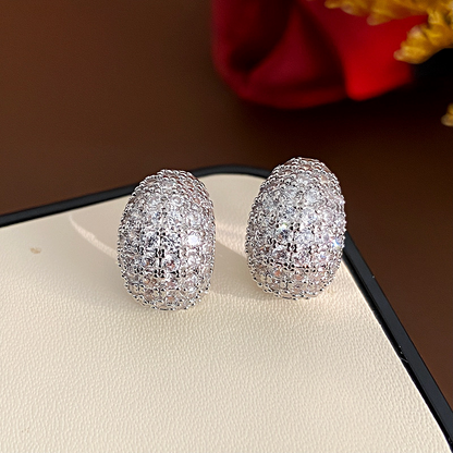 14K Gold-Plated Zircon Small C-Shaped Earrings